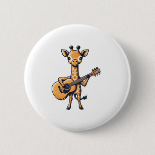 Chapa Redonda De 5 Cm Cuidada jirafa tocando guitarra jirafas músico Mus