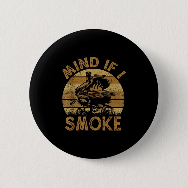 Chapa Redonda De 5 Cm Cuidado Si Fumo Funny Bbq Barbeque Grilling Chef D (Anverso)