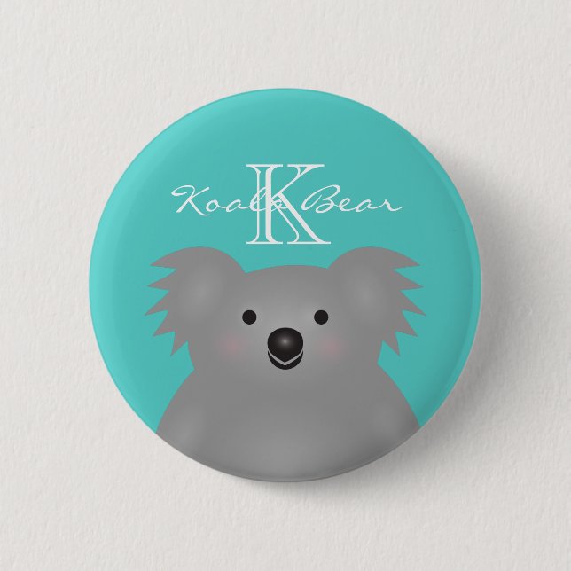 Chapa Redonda De 5 Cm Cuidadosamente Australia Bebé Koala Bear Monograma (Anverso)