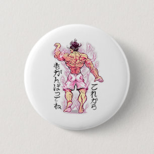 Chapa Redonda De 5 Cm Culturista corporal muscular anime gimnasio levant