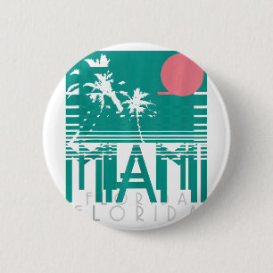 Chapa Redonda De 5 Cm Cumbre de Miami Florida Vintage Retro Palm Trees B