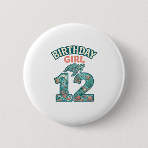 Chapa Redonda De 5 Cm Cumpleañera 12 Tortuga Marina Camiseta Vintage Océ