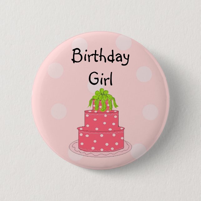 Chapa Redonda De 5 Cm Cumpleañera - Tarta Rosa (Anverso)