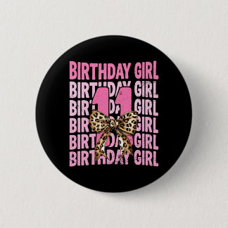 Chapa Redonda De 5 Cm Cumpleaños 11 niña rosa coqueta lazo leopardo 11