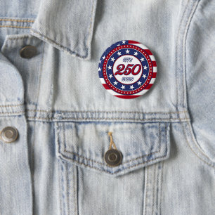 Chapa Redonda De 5 Cm Cumpleaños 250 de América con bandera de EE. UU.