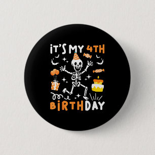 Chapa Redonda De 5 Cm cumpleaños 4 niños divertido esqueleto 4 cumpleaño