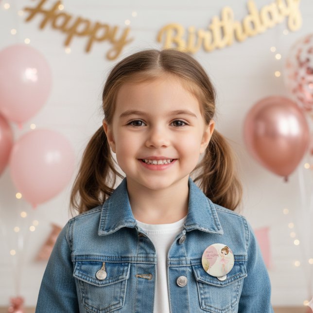 Chapa Redonda De 5 Cm Cumpleaños 5 de Bailarina de Ballet con Tutú (Subido por el creador)