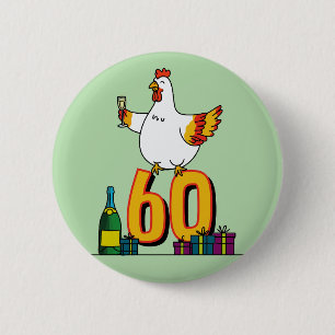 Chapa Redonda De 5 Cm Cumpleaños 60 del amante del pollo Gallina Mascota
