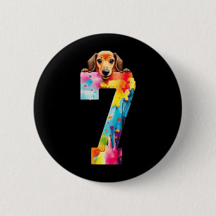 Chapa Redonda De 5 Cm Cumpleaños 7 Años Dachshund Perro