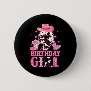 Chapa Redonda De 5 Cm Cumpleaños 9 niña Rodeo vaquera occidental Nacimie