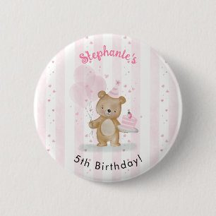 Chapa Redonda De 5 Cm Cumpleaños Beary Dulce