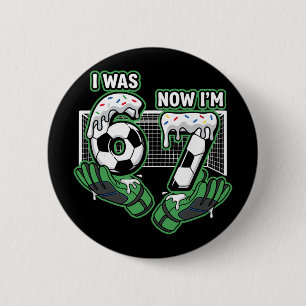 Chapa Redonda De 5 Cm Cumpleaños de 7 Años Fútbol Era 6 Ahora Tengo 7 Añ