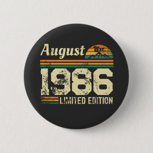 Chapa Redonda De 5 Cm Cumpleaños de agosto año personalizado