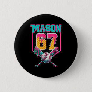 Chapa Redonda De 5 Cm Cumpleaños de béisbol con goteo de helado Mason 67