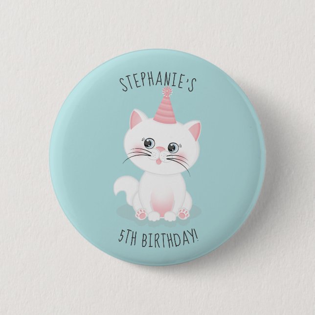 Chapa Redonda De 5 Cm Cumpleaños de Cat Purr-fect (Anverso)