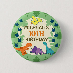 Chapa Redonda De 5 Cm Cumpleaños de dinosaurios para niños