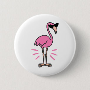 Chapa Redonda De 5 Cm Cumpleaños de Flamingo, flamingo, gafas de sol de 