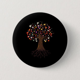 Chapa Redonda De 5 Cm Cumpleaños de Guitarista Árbol