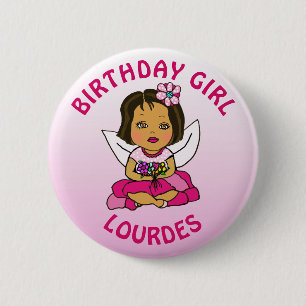 Chapa Redonda De 5 Cm Cumpleaños de Hada Bonita Personalizada