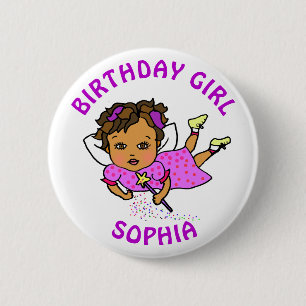 Chapa Redonda De 5 Cm Cumpleaños de Hada Bonita Personalizada