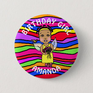 Chapa Redonda De 5 Cm Cumpleaños de Hada Bonita Personalizada