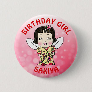 Chapa Redonda De 5 Cm Cumpleaños de Hada Bonita Personalizada