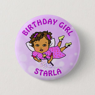 Chapa Redonda De 5 Cm Cumpleaños de Hada Bonita Personalizada