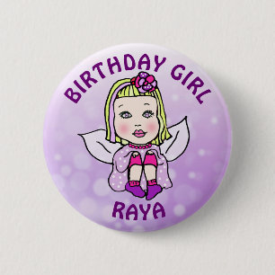 Chapa Redonda De 5 Cm Cumpleaños de Hada Bonita Personalizada