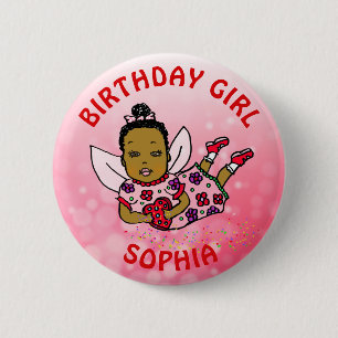 Chapa Redonda De 5 Cm Cumpleaños de Hada Bonita Personalizada