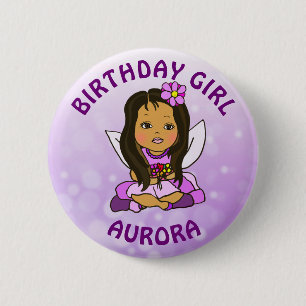 Chapa Redonda De 5 Cm Cumpleaños de Hada Personalizado para Niña