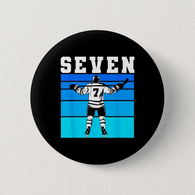 Chapa Redonda De 5 Cm Cumpleaños de Hockey Niño 7 Siete Cumpleaños de Ho (Anverso)
