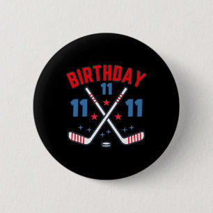 Chapa Redonda De 5 Cm Cumpleaños de hockey sobre hielo once niño cumplea