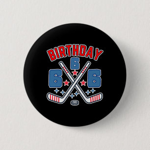 Chapa Redonda De 5 Cm Cumpleaños de Hockey sobre Hielo Seis Niño Cumplea