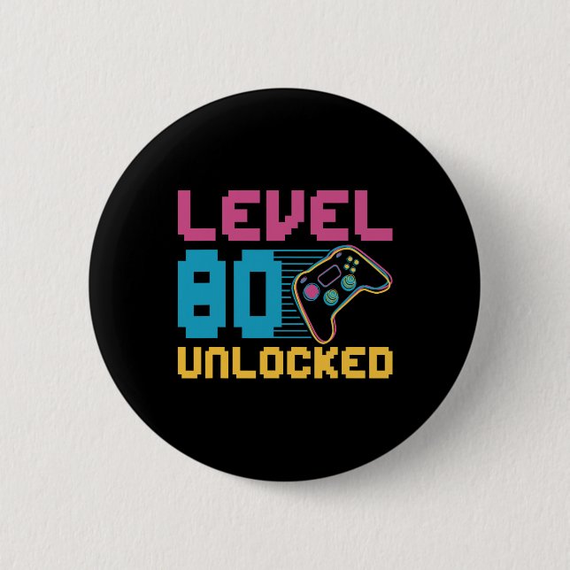 Chapa Redonda De 5 Cm Cumpleaños de juegos sin bloquear de nivel 80 (Anverso)