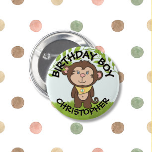 Chapa Redonda De 5 Cm Cumpleaños de los monos Cute