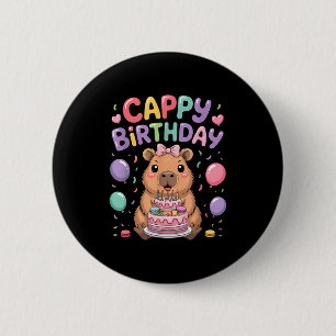 Chapa Redonda De 5 Cm Cumpleaños de niña de animales lindo carpincho fie