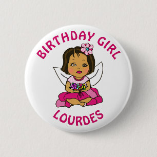 Chapa Redonda De 5 Cm Cumpleaños de niña hada personalizado