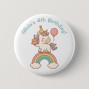 Chapa Redonda De 5 Cm Cumpleaños de Unicornio