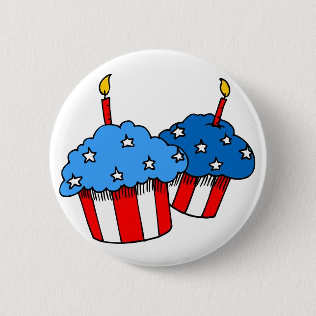 Chapa Redonda De 5 Cm Cumpleaños de USA-An American Cupcake (Anverso)
