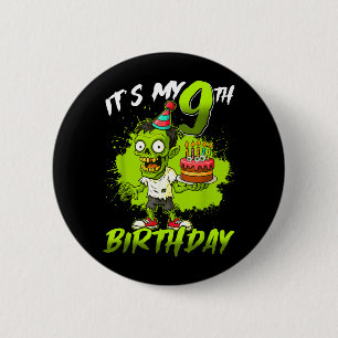 Chapa Redonda De 5 Cm Cumpleaños de zombie número 9 9 años Feliz Hallowe