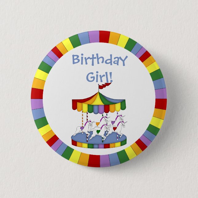 Chapa Redonda De 5 Cm Cumpleaños del carrusel arcoiris Unicornio (Anverso)