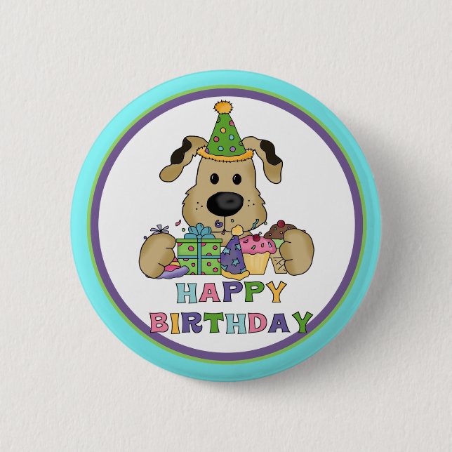 Chapa Redonda De 5 Cm Cumpleaños del perro (Anverso)