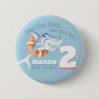 Chapa Redonda De 5 Cm Cumpleaños del personalizado azul de la acuarela