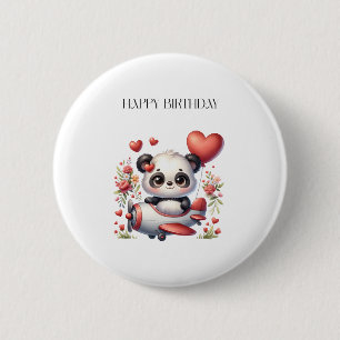 Chapa Redonda De 5 Cm Cumpleaños del piloto panda