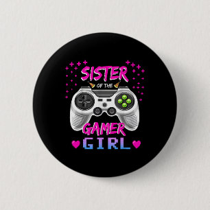 Chapa Redonda De 5 Cm Cumpleaños del videojuego de la hermana de la chic