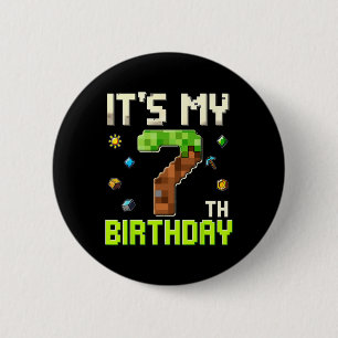 Chapa Redonda De 5 Cm Cumpleaños Divertido Chico Es Mi 7º Cumpleaños Gam