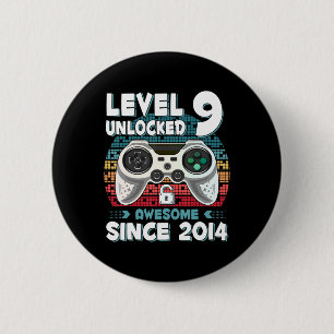 Chapa Redonda De 5 Cm Cumpleaños divertido hijo gamer 9 años 9