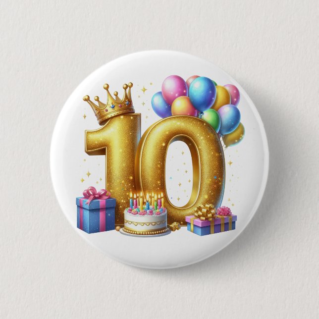 Chapa Redonda De 5 Cm Cumpleaños dorado 10 (Anverso)