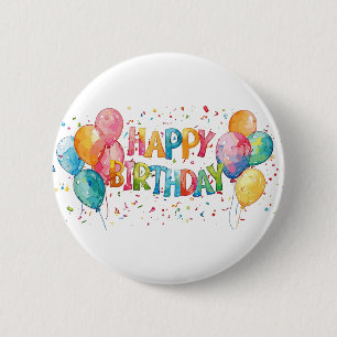 Chapa Redonda De 5 Cm Cumpleaños Feliz Colorido