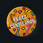 Chapa Redonda De 5 Cm Cumpleanos Feliz cumpleaños en español<br><div class="desc">Feliz cumpleaños cumpleaños en español para la fiesta de cumpleaños en el lugar de trabajo,  la oficina o el aula en español,  o para sorprender a la persona de cumpleaños conseguir uno para todos en el grupo. Sobre el diseño de confeti fiesta colorido.</div>